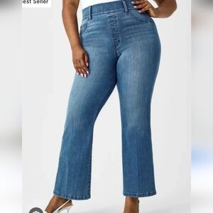 NWT Spanx Flare Vintage Indigo Pull On Jeans Shapewear Compression Sz XL